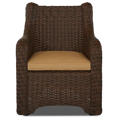 Set of 2 Outdoor Wicker Dining Chairs with Drainable Cushions